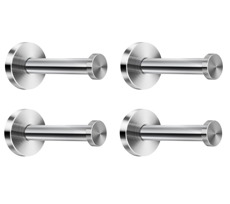 NELXULAS Brushed Stainless Steel Bath Towel Hooks Single Super Heavy Duty Wall Mount Hook, Coat Hook, Fit for Bedroom,Living Room, Bathroom and Fitting Room, Office (4", 4 PCS) - Image 1